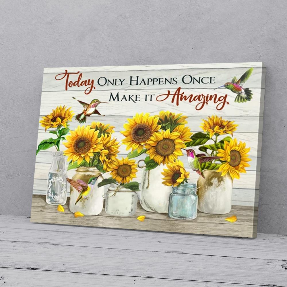 make it amazing sunflowers hummingbird canvas prints wall art decor 5705