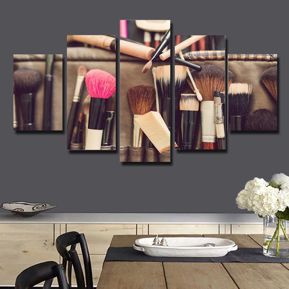 makeup brush beauty salon 5 panel canvas art wall decor 1476