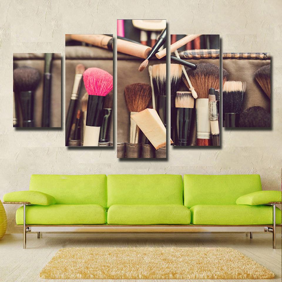 makeup brush beauty salon 5 panel canvas art wall decor 8337