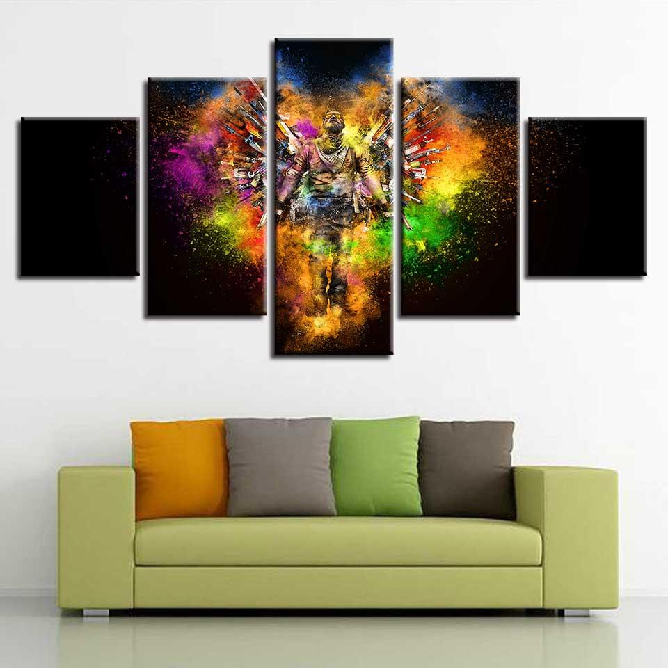 man and wings abstract heart shaped 1 abstract 5 panel canvas art wall decor 6772