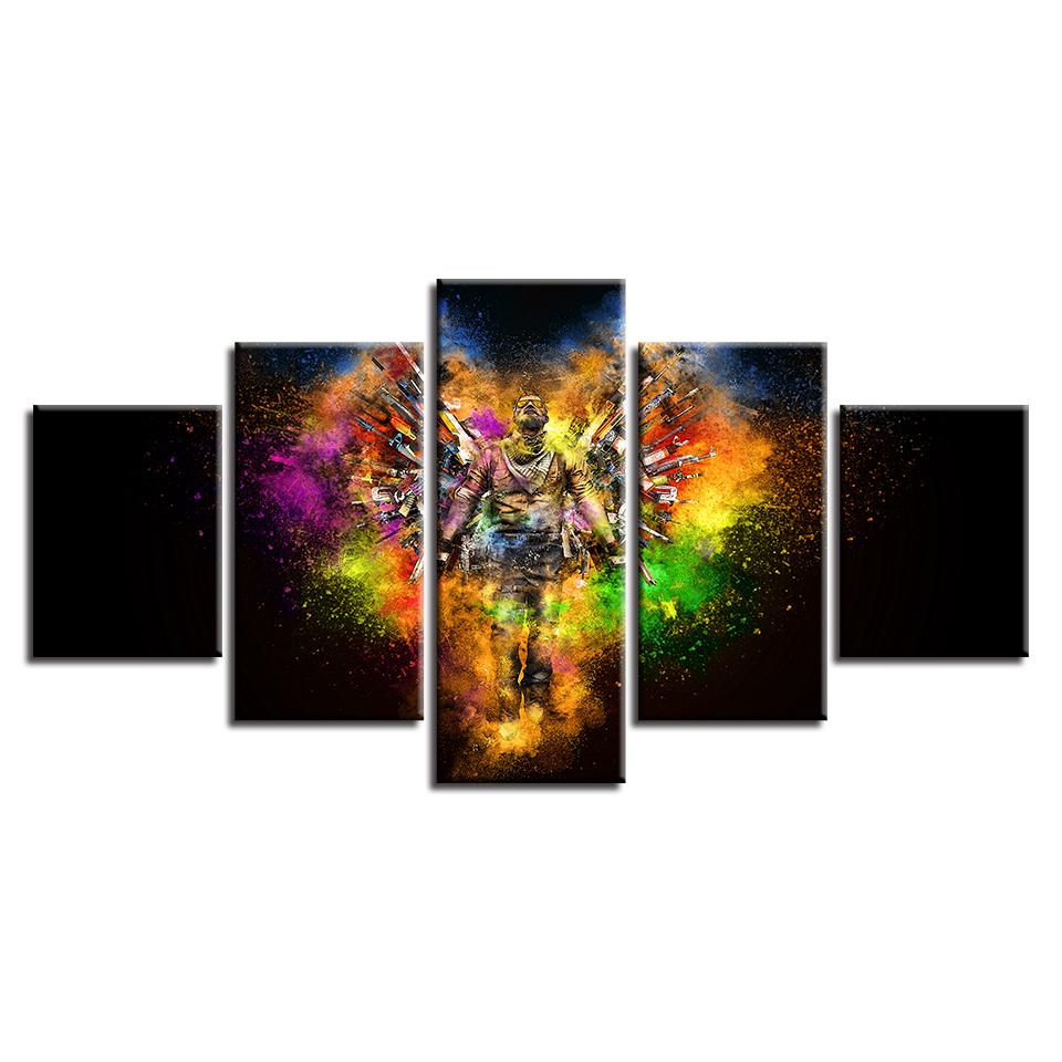 man and wings abstract heart shaped 1 abstract 5 panel canvas art wall decor 7872