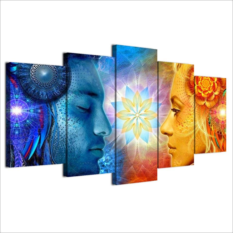 man women thinking mode abstract 5 panel canvas art wall decor 6458