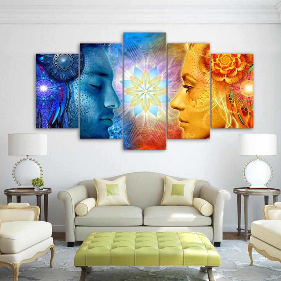 man women thinking mode abstract 5 panel canvas art wall decor 8032
