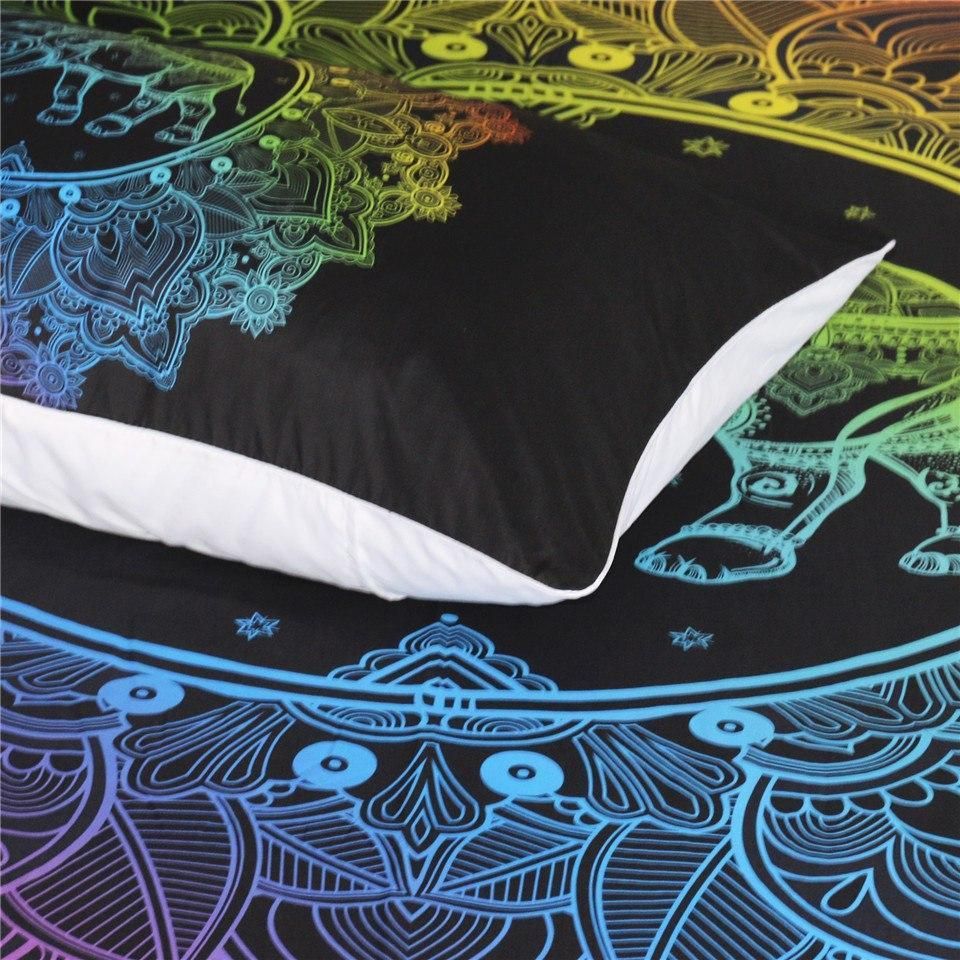 mandala elephant rainbow colored duvet cover bedding set 5514