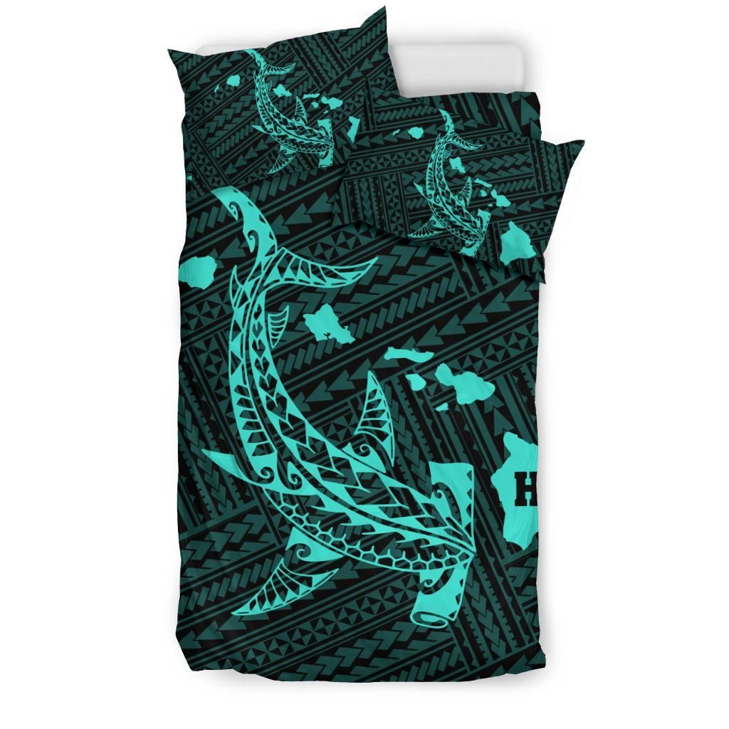 Map Hamerhead Shark Polynesian Turquoise Duvet Cover Bedding Set map hamerhead shark polynesian turquoise duvet cover bedding set 3948