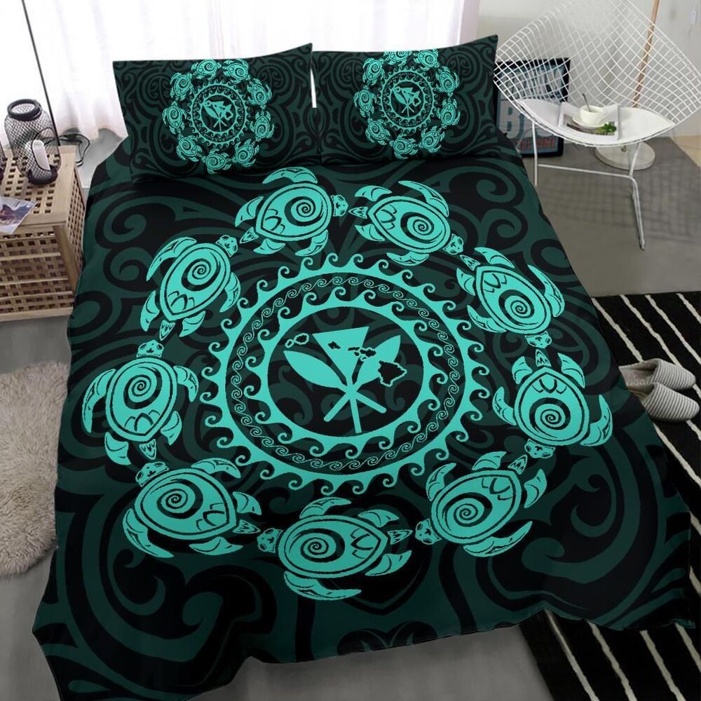 Map Kanaka Turtles Circle Style Turquoise Polynesian Duvet Cover Bedding Set map kanaka turtles circle style turquoise polynesian duvet cover bedding set 5631