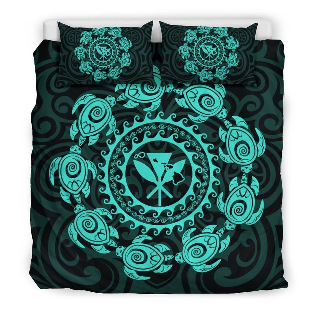 Map Kanaka Turtles Circle Style Turquoise Polynesian Duvet Cover Bedding Set map kanaka turtles circle style turquoise polynesian duvet cover bedding set 7719