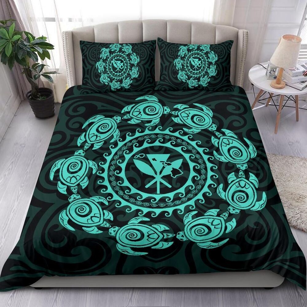 Map Kanaka Turtles Circle Style Turquoise Polynesian Duvet Cover Bedding Set map kanaka turtles circle style turquoise polynesian duvet cover bedding set 8553
