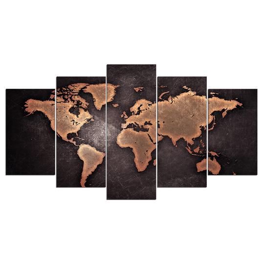map of the world abstract 5 panel canvas art wall decor 2972