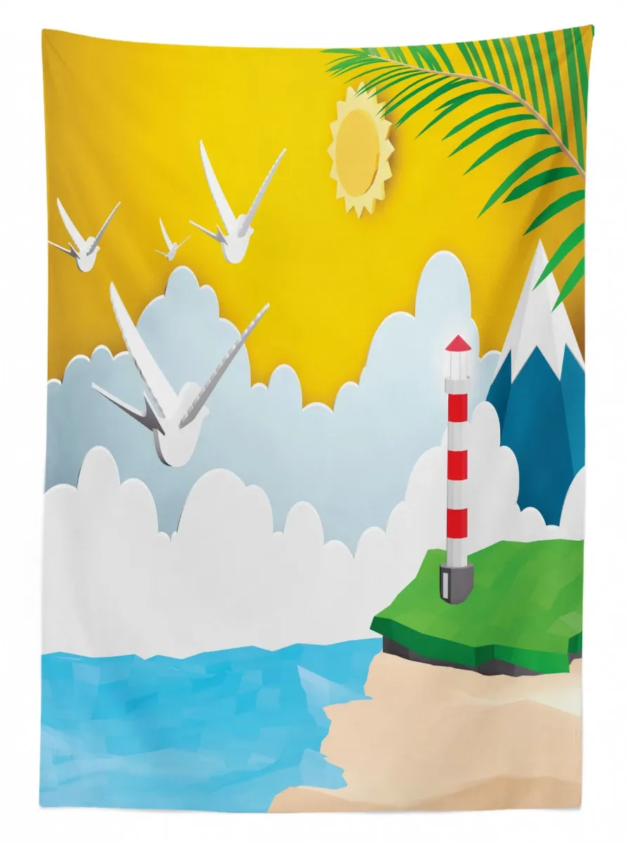 marine paper cut art 3d printed tablecloth table decor 7319