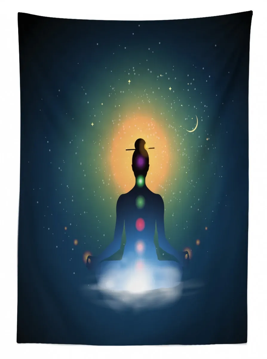 meditating woman chakra 3d printed tablecloth table decor 1632
