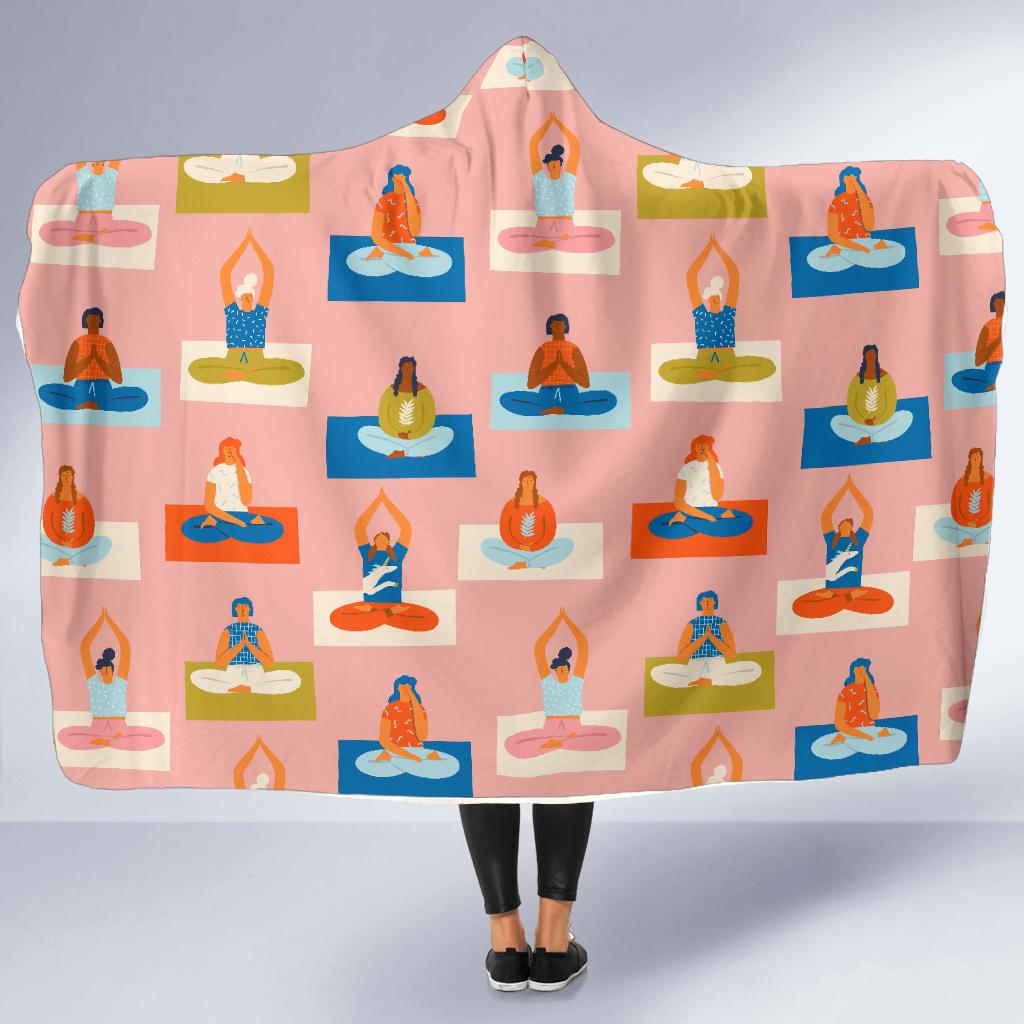 Meditation Yoga Pattern Print Hooded Blanket Cloak Blanket meditation yoga pattern print hooded blanket cloak blanket 2643