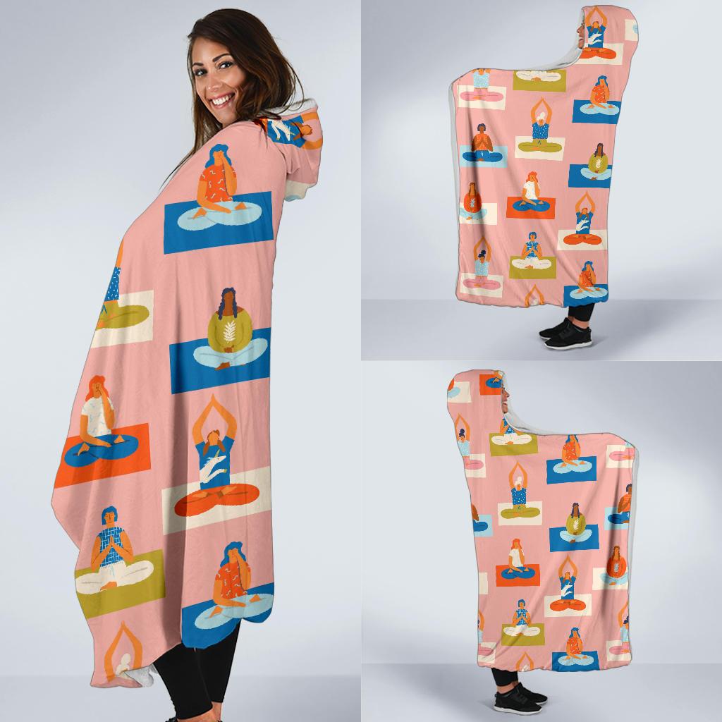 Meditation Yoga Pattern Print Hooded Blanket Cloak Blanket meditation yoga pattern print hooded blanket cloak blanket 3419