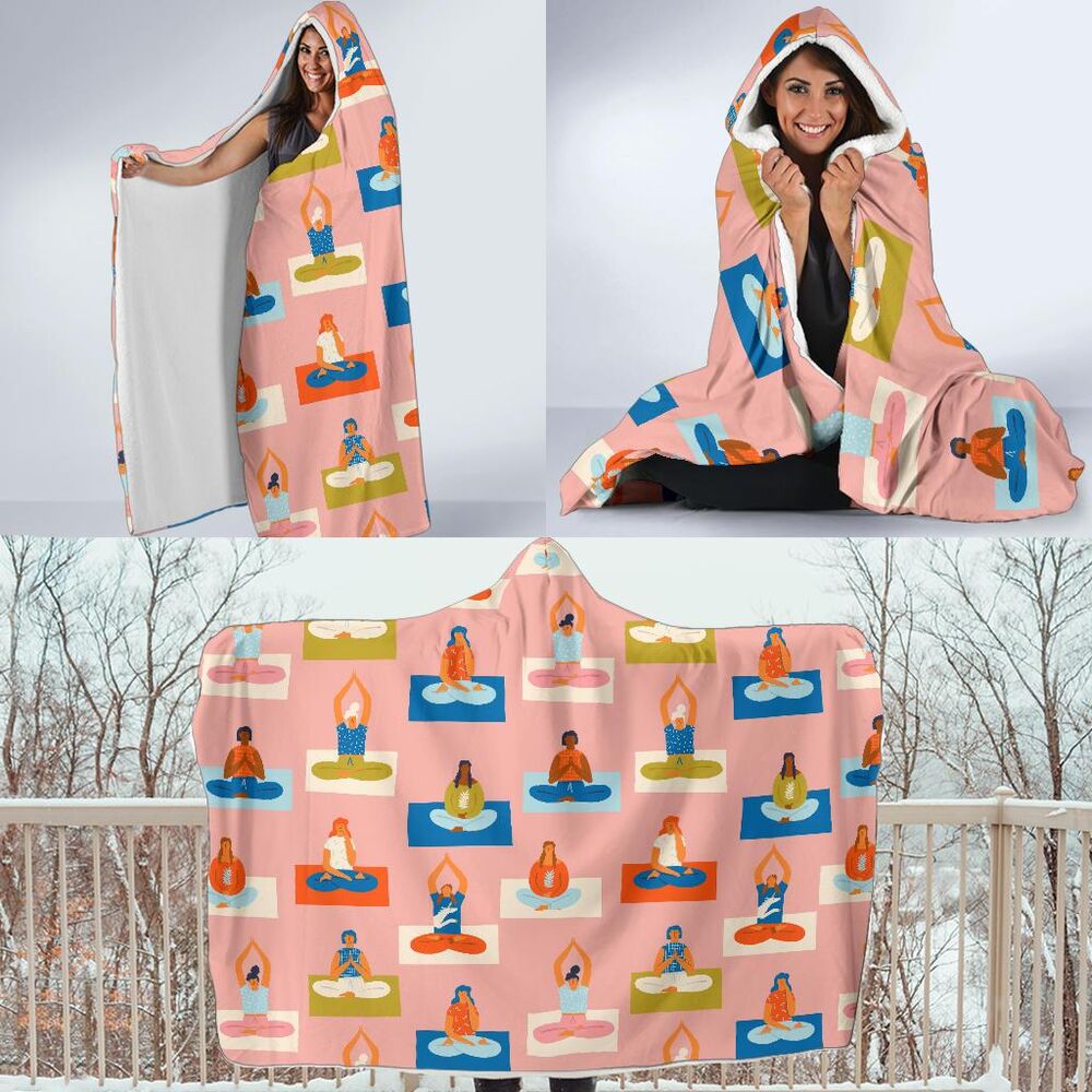 Meditation Yoga Pattern Print Hooded Blanket Cloak Blanket meditation yoga pattern print hooded blanket cloak blanket 4616