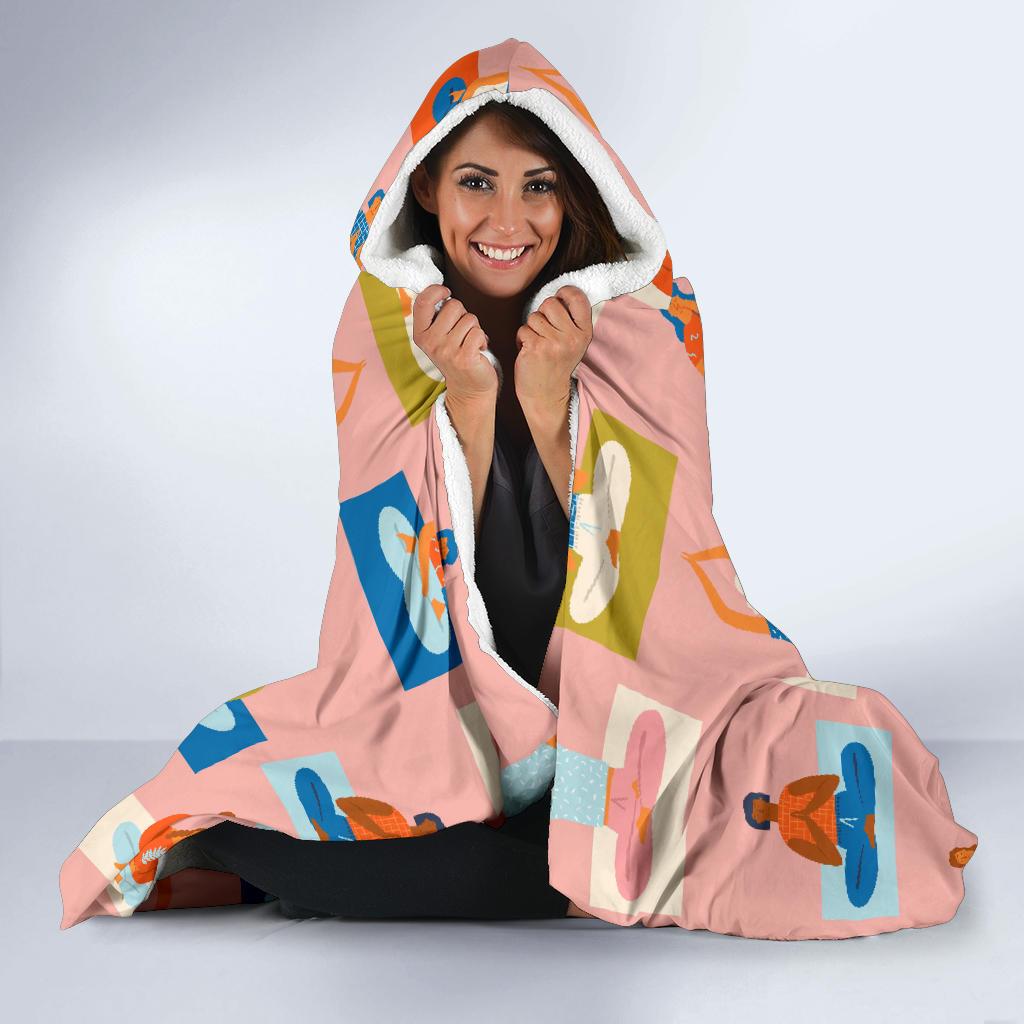 Meditation Yoga Pattern Print Hooded Blanket Cloak Blanket meditation yoga pattern print hooded blanket cloak blanket 6956