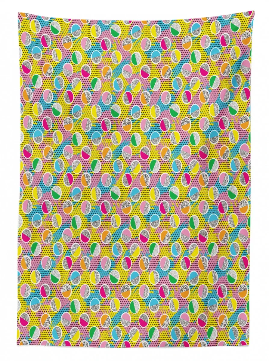 memphis style circles 80s 3d printed tablecloth table decor 4555