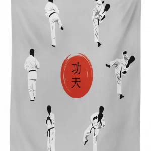 men in karate clothes moves 3d printed tablecloth table decor 5788