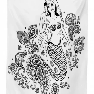 mermaid in ocean 3d printed tablecloth table decor 1597