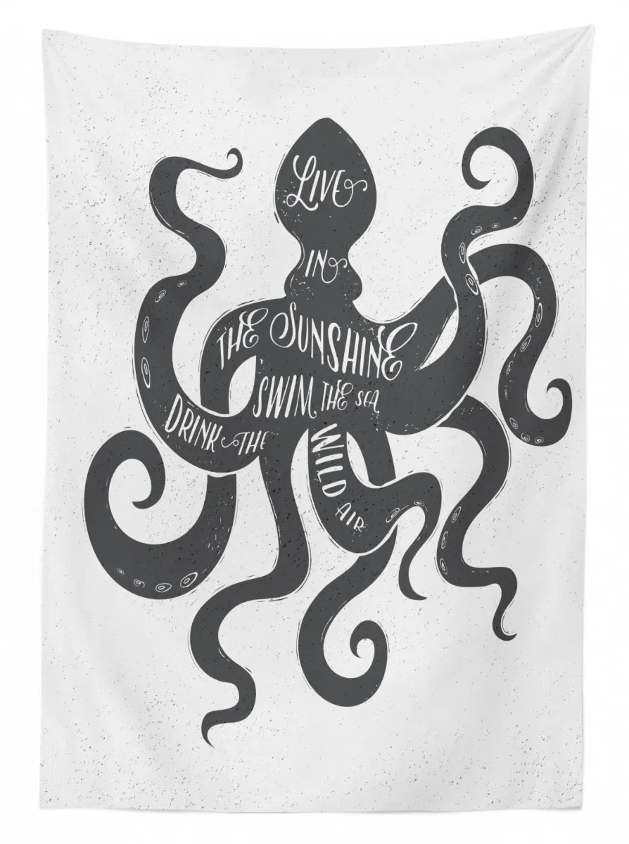message on octopus 3d printed tablecloth table decor 2275