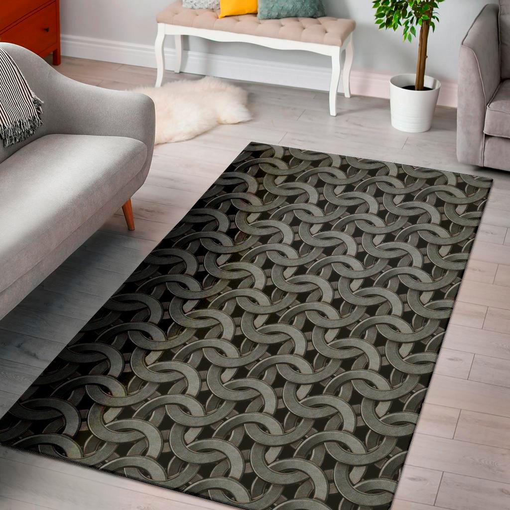 metal chainmail pattern print area rug floor decor 5497