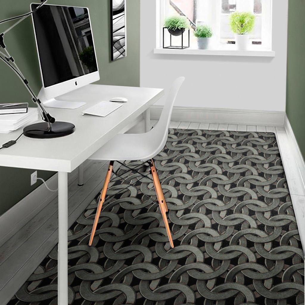 metal chainmail pattern print area rug floor decor 5615