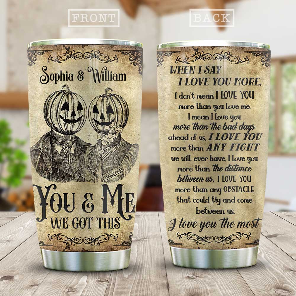 Metal Pumpkin Couple You And Me Personalized Stainless Steel Tumbler metal pumpkin couple you and me personalized stainless steel tumbler 6198