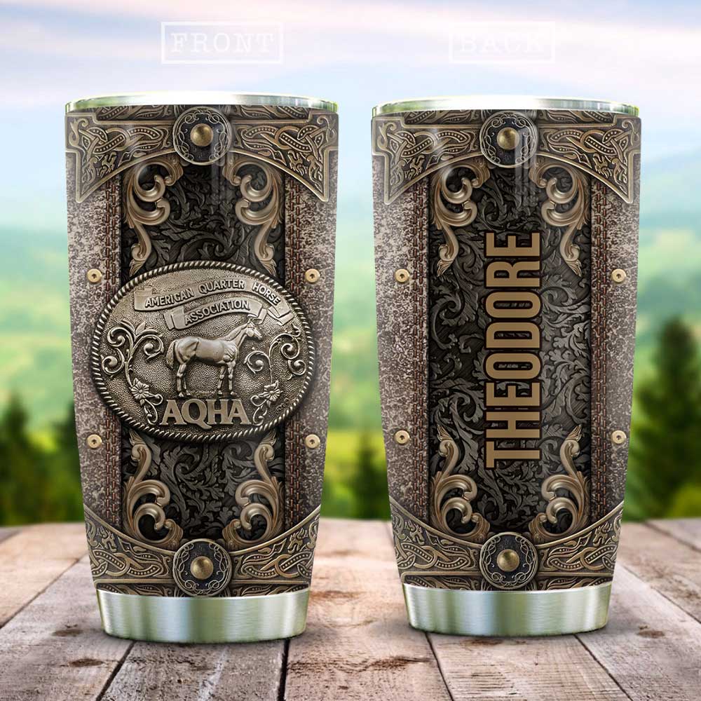 metal style american quarter horse personalized stainless steel tumbler 3289