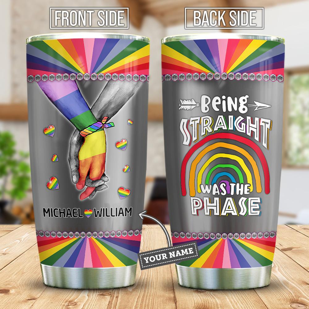 metal style lgbt being straight was the phase couple personalized stainless steel tumbler 7113