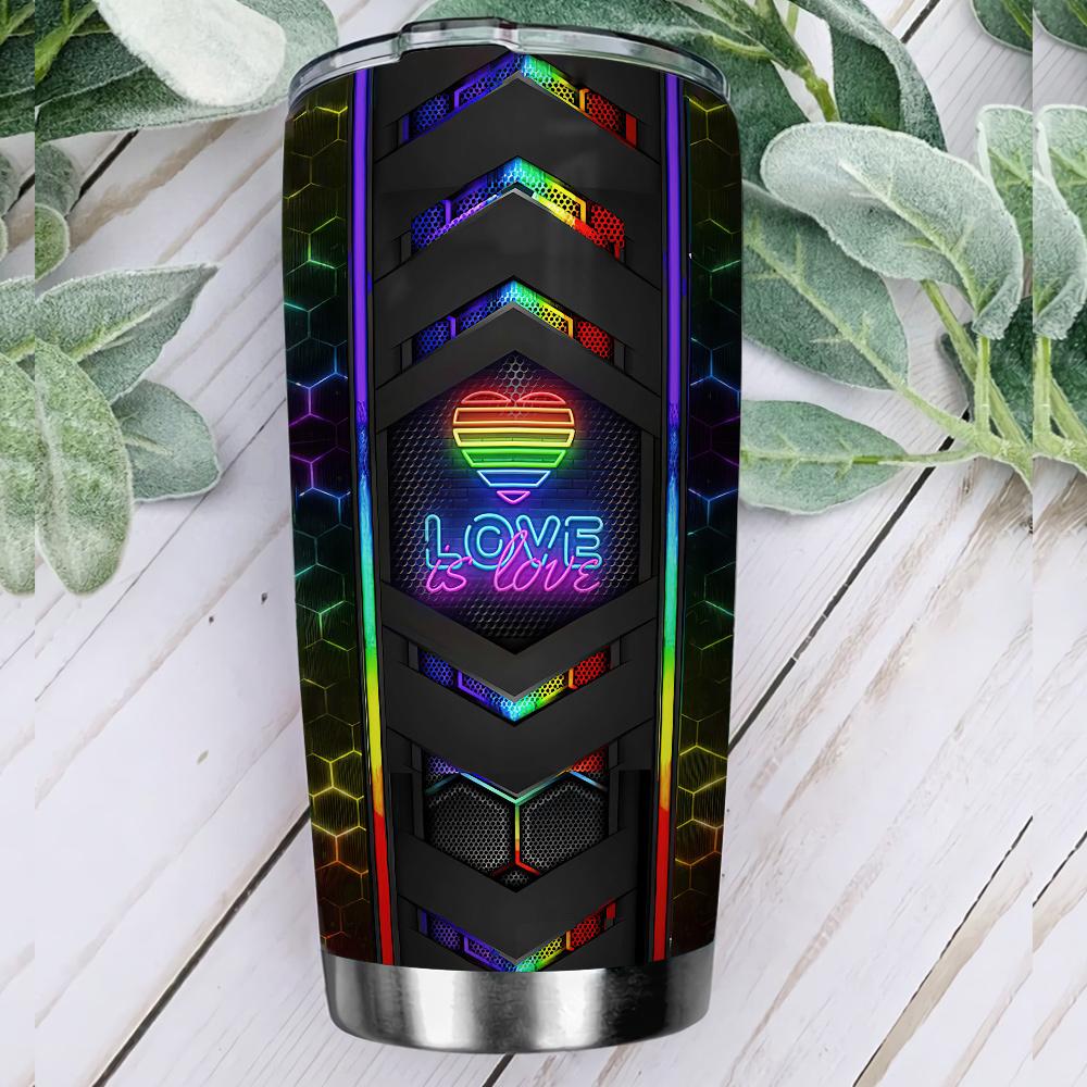 metal style lgbt love is love personalized stainless steel tumbler 3557