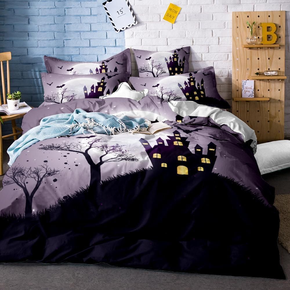 Microfiber Halloween Pumpkin Smile Bedding Set Bedroom Decor microfiber halloween pumpkin smile bedding set bedroom decor 3583