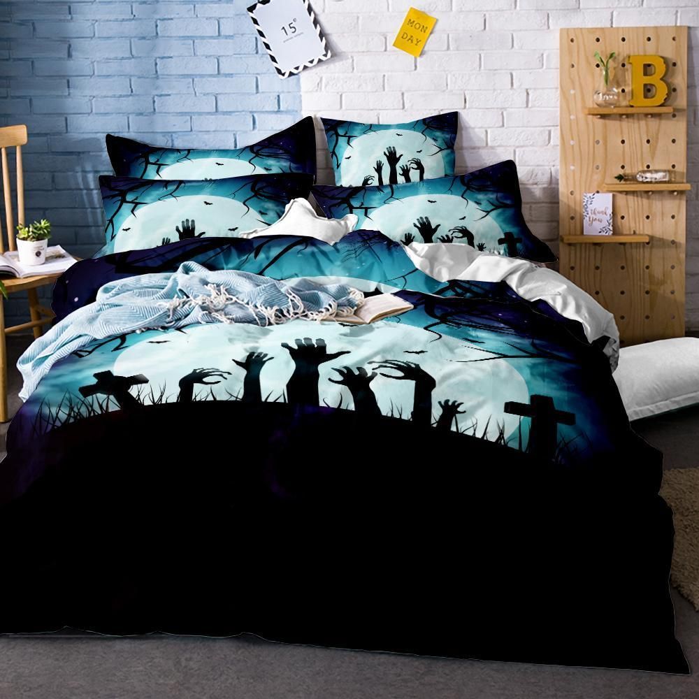Microfiber Halloween Pumpkin Smile Bedding Set Bedroom Decor microfiber halloween pumpkin smile bedding set bedroom decor 4038