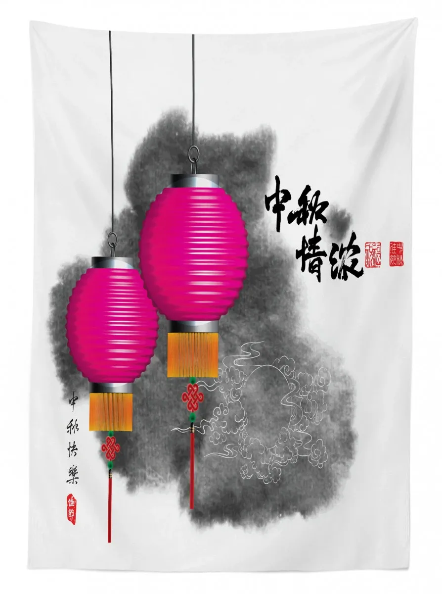 mid autumn festival art 3d printed tablecloth table decor 4670