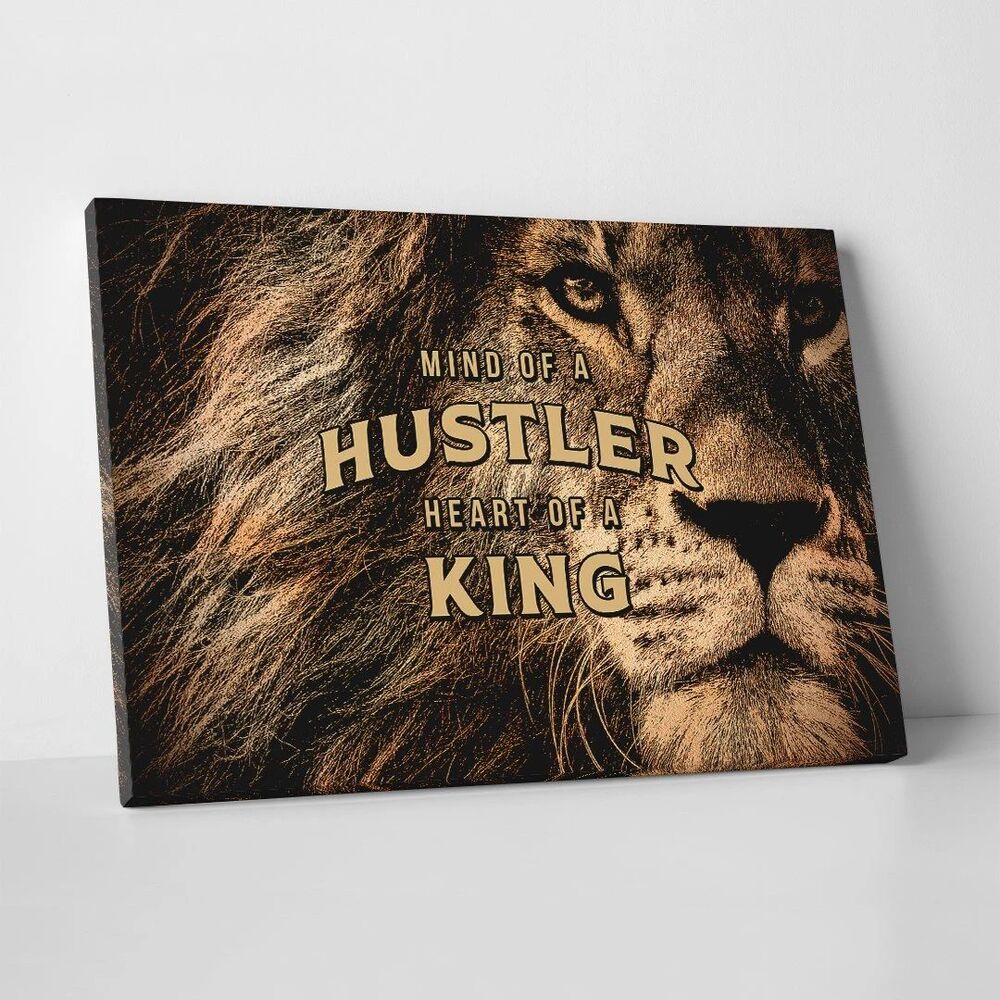 mind of hustler heart of a king motivational positive canvas print wall art decor 8056