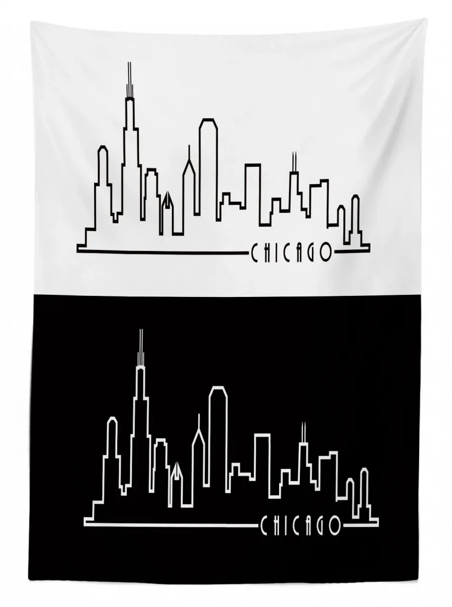 minimalist city 3d printed tablecloth table decor 8377