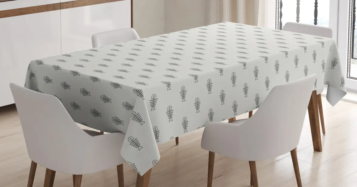 minimalist fish bones skeleton 3d printed tablecloth table decor 7029