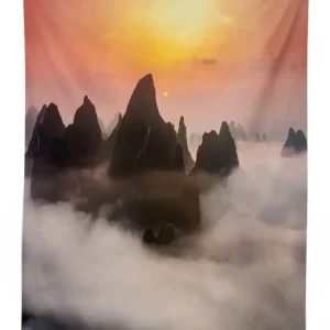 Mist Clouds Mountain 3D Printed Tablecloth Table Decor 1 mist clouds mountain 3d printed tablecloth table decor 4144