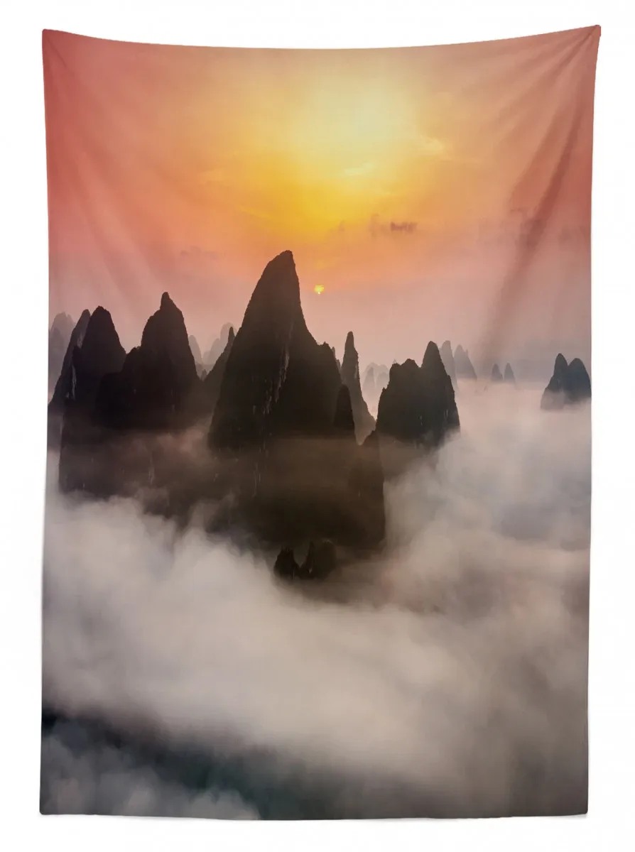 Mist Clouds Mountain 3D Printed Tablecloth Table Decor mist clouds mountain 3d printed tablecloth table decor 4144