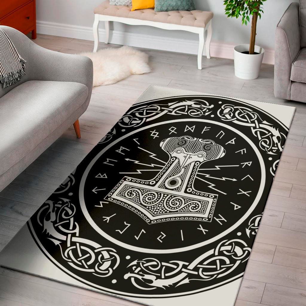 Mjolnir Norse Mythology Print Area Rug Floor Decor mjolnir norse mythology print area rug floor decor 2724