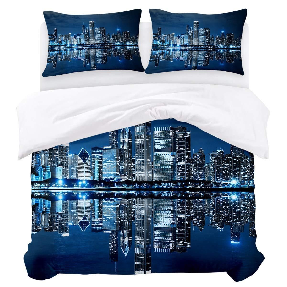 modern chicago cityscape bedding set bedroom decor 3707