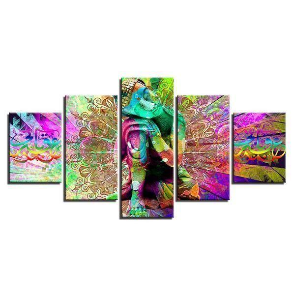 modular psychedelic mandala abstract 5 panel canvas art wall decor 2993