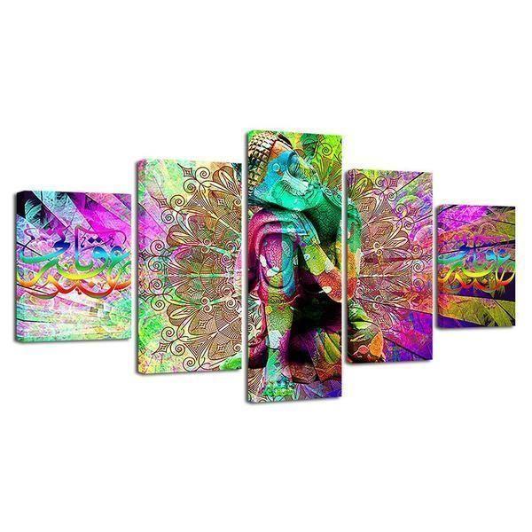 modular psychedelic mandala abstract 5 panel canvas art wall decor 4454