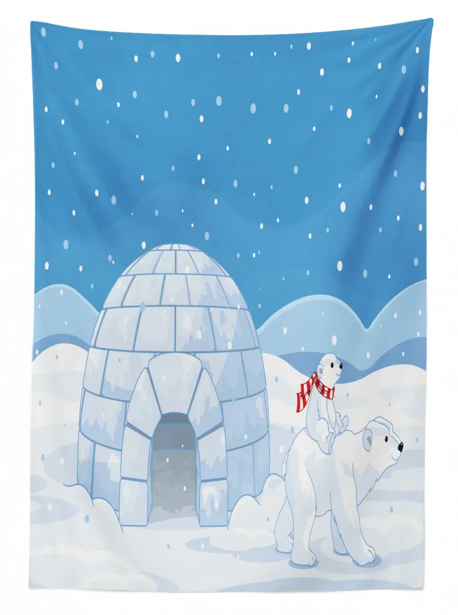 mom child igloo 3d printed tablecloth table decor 6626