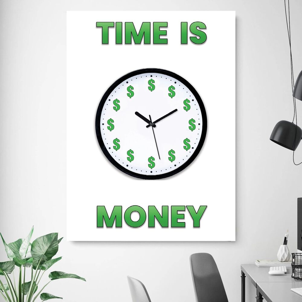 Money Clock Motivational Positive Canvas Print - Wall Art Decor money clock motivational positive canvas print wall art decor 7735