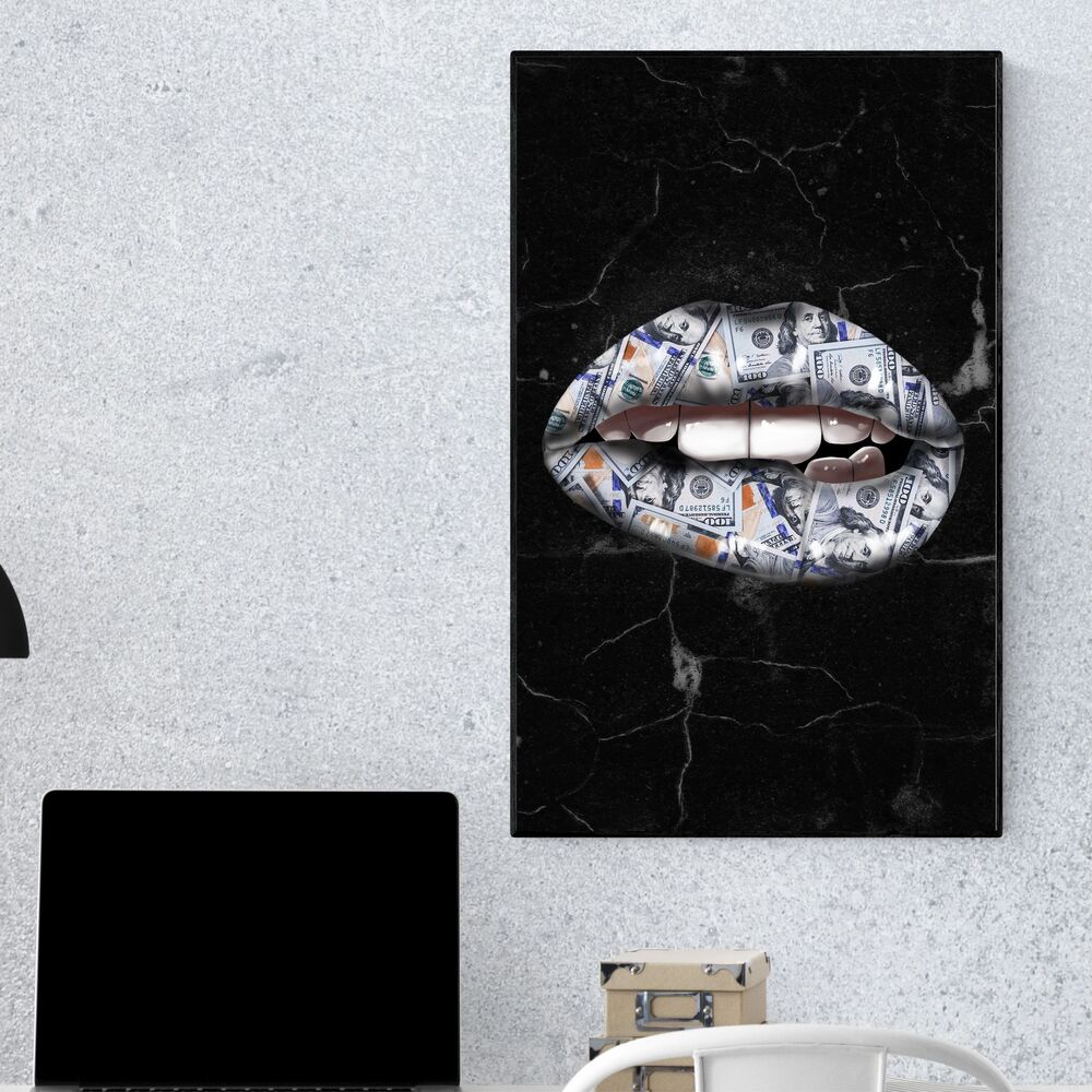 money lips motivational positive canvas print wall art decor 4082