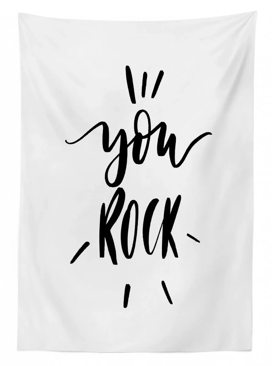 monochrome lettering art 3d printed tablecloth table decor 6241