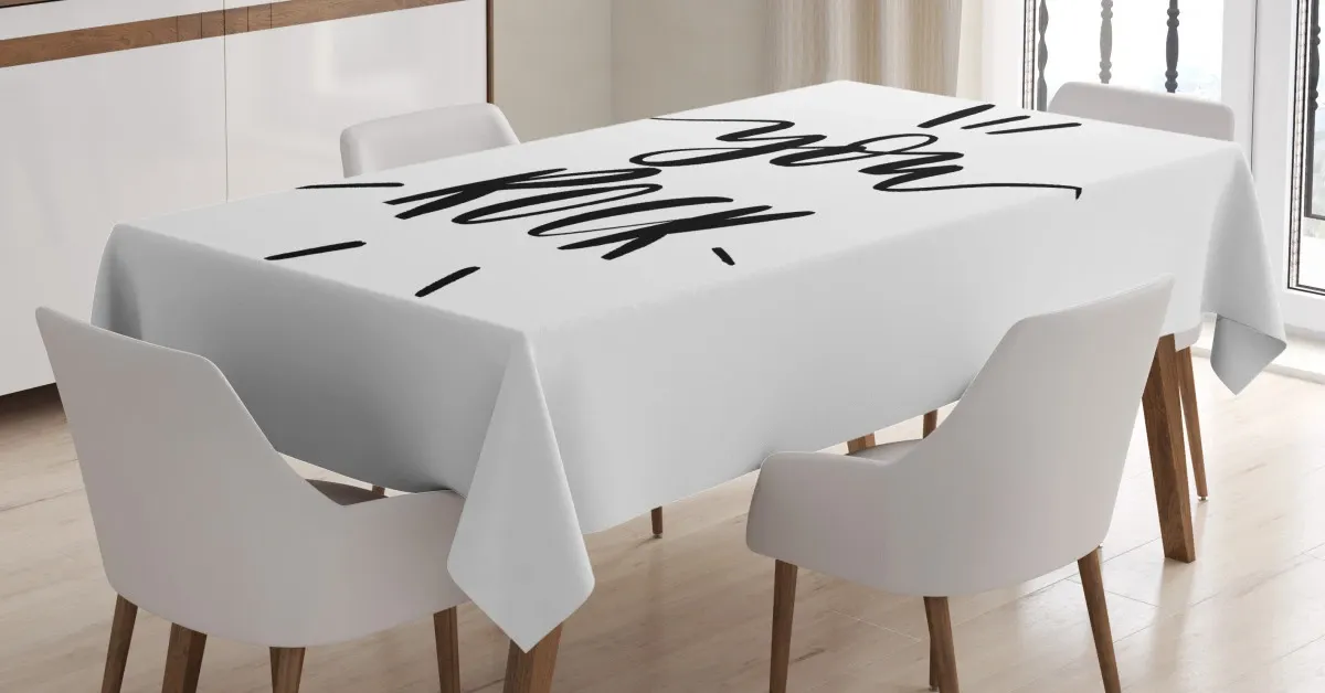 monochrome lettering art 3d printed tablecloth table decor 8934