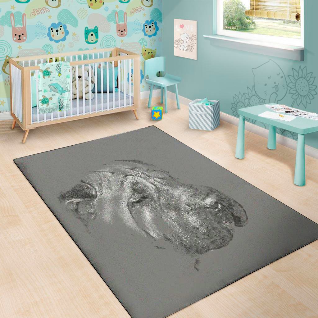 monochrome shar pei print area rug floor decor 1377