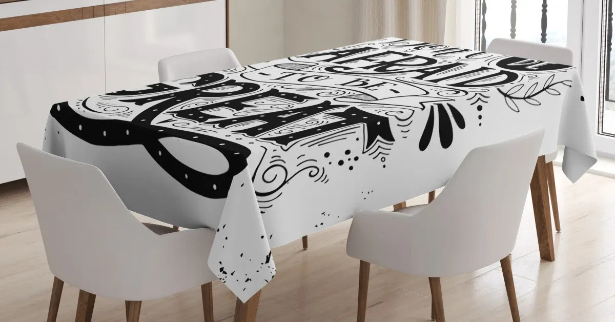 monochrome slogan design 3d printed tablecloth table decor 8050
