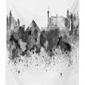 monochrome vegas skyline 3d printed tablecloth table decor 5712