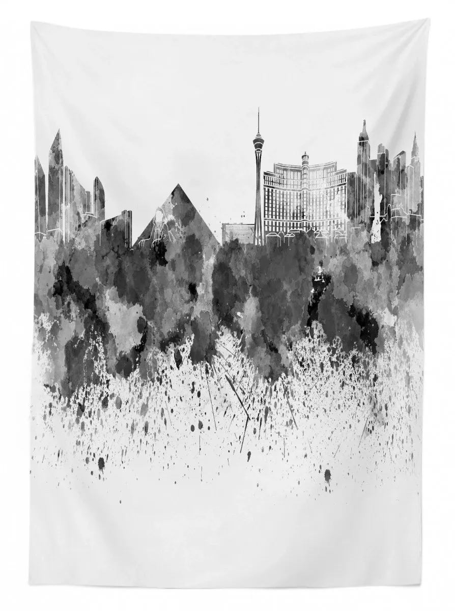 monochrome vegas skyline 3d printed tablecloth table decor 5712